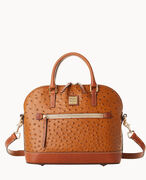 Ostrich Domed Zip Satchel