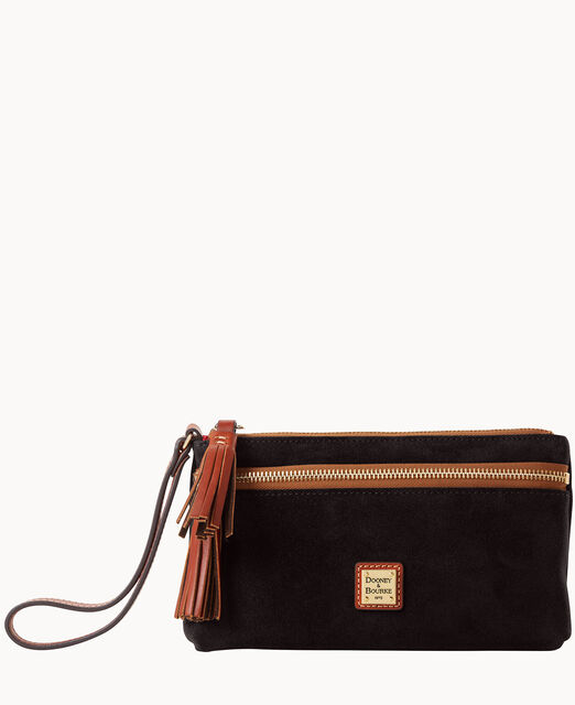 Suede Double Zip Wristlet